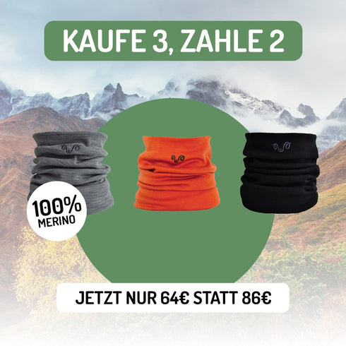 3 für 2 - Nackenwärmer - 100% Merinowolle